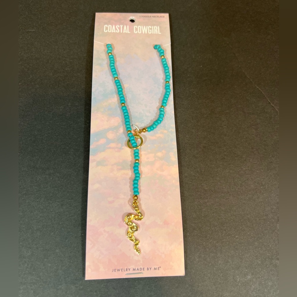Coastal Cowgirl Turquoise Colored Beaded Toggle Necklace